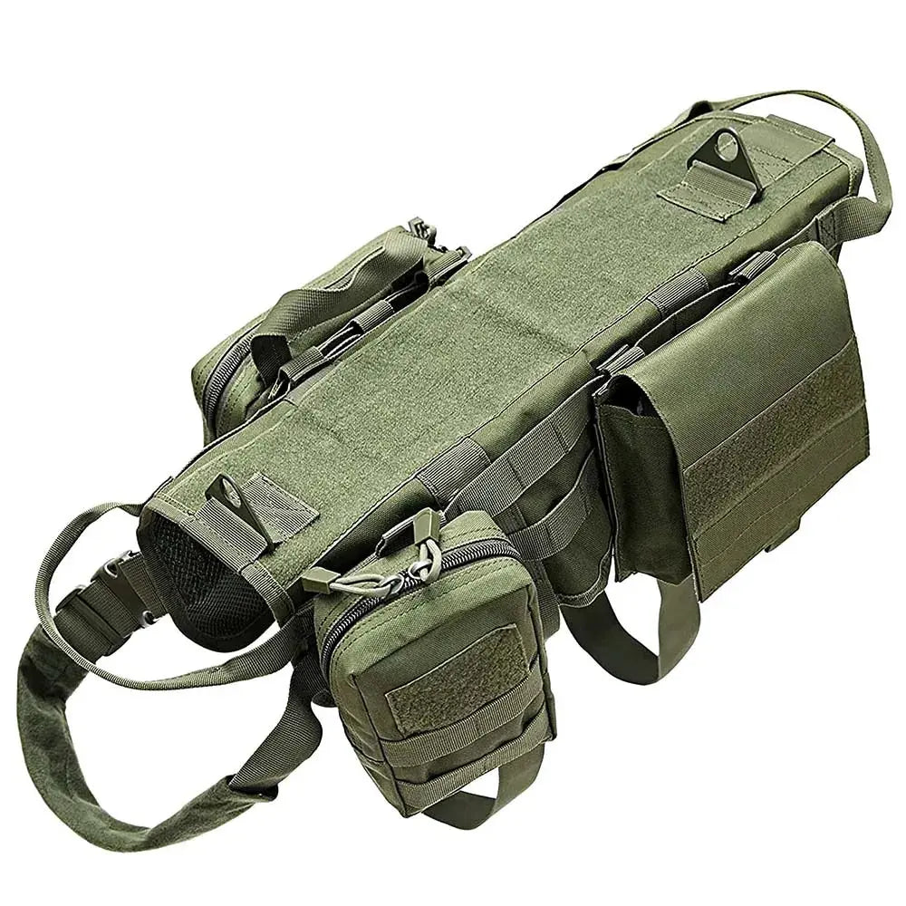 Tactical Large Dog Harness with Pouches Pet Vest Military Harnesses with Handle No-Pull Service Dogs Walking Training Hiking - Nova Trendz