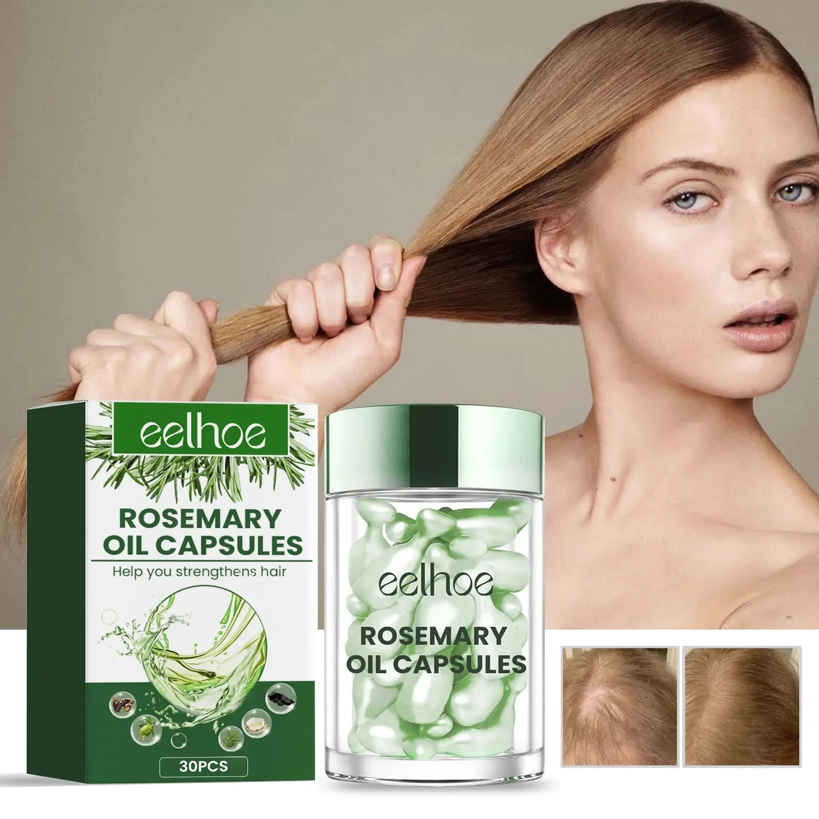 Eelhoe Rosemary Hair & Scalp Oil with Brush Rosemary Scalp Treatment Oil with Applicator Brush