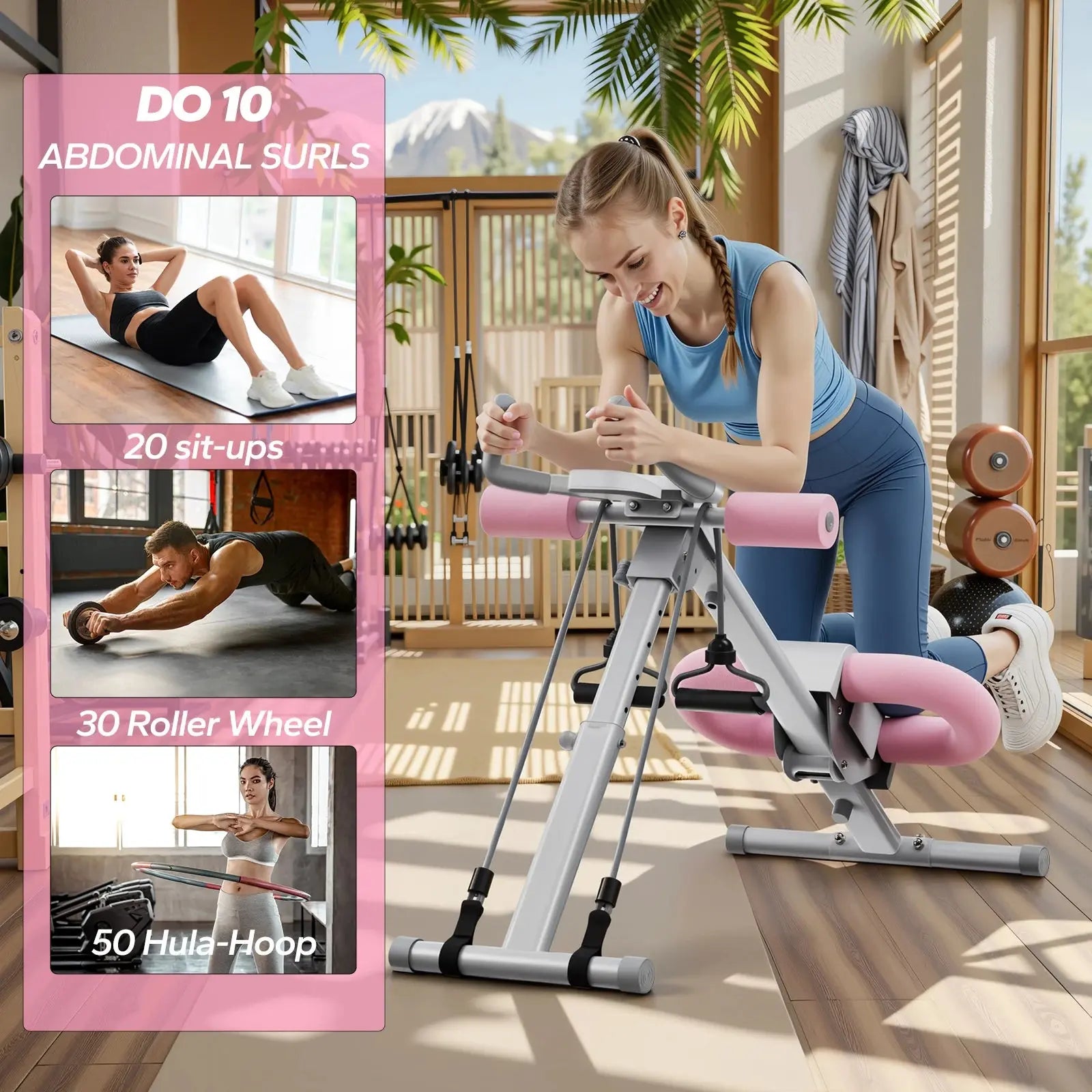 MERACH Ab Machine Adjustable Trainer Workout Foldable Knee Protection Abdominal Exercise Machine Core Ab Exercise System Trainer Nova Trendz
