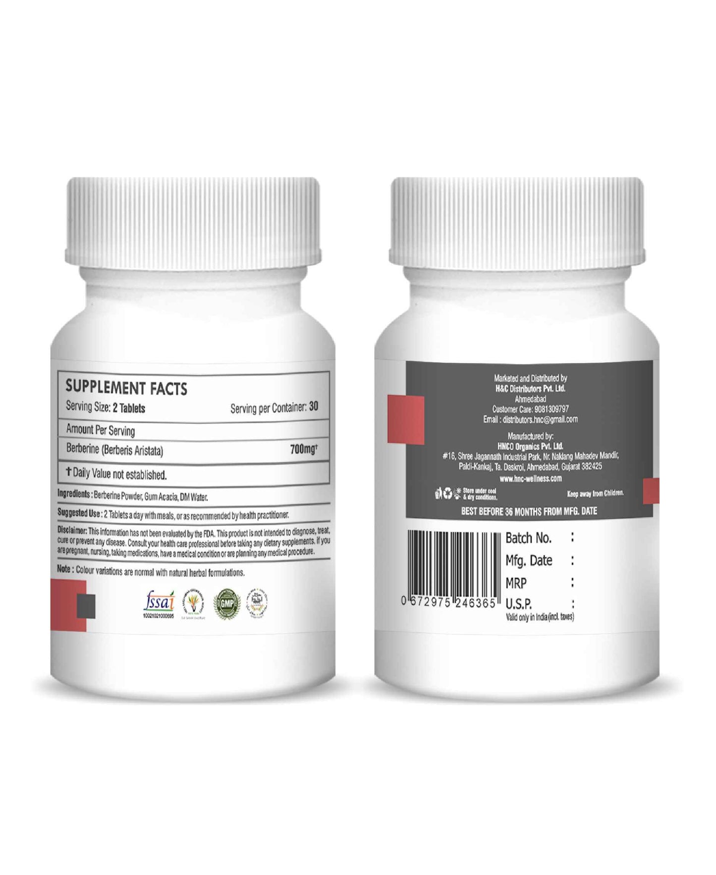 H&C Berberine 350mg Tablets – Herbal Supplement for Heart & Weight Health