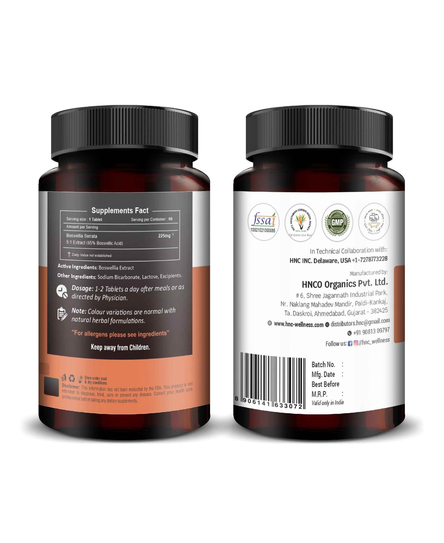 H&C Boswellia Extract Quick Dissolving Tablets for Joint Pain Relief & Mobility Support