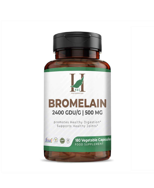H&C Bromelain Veg Capsules 500 mg (2400 GDU) from Pineapple Extract | Digestive & Anti-Inflammatory Benefits