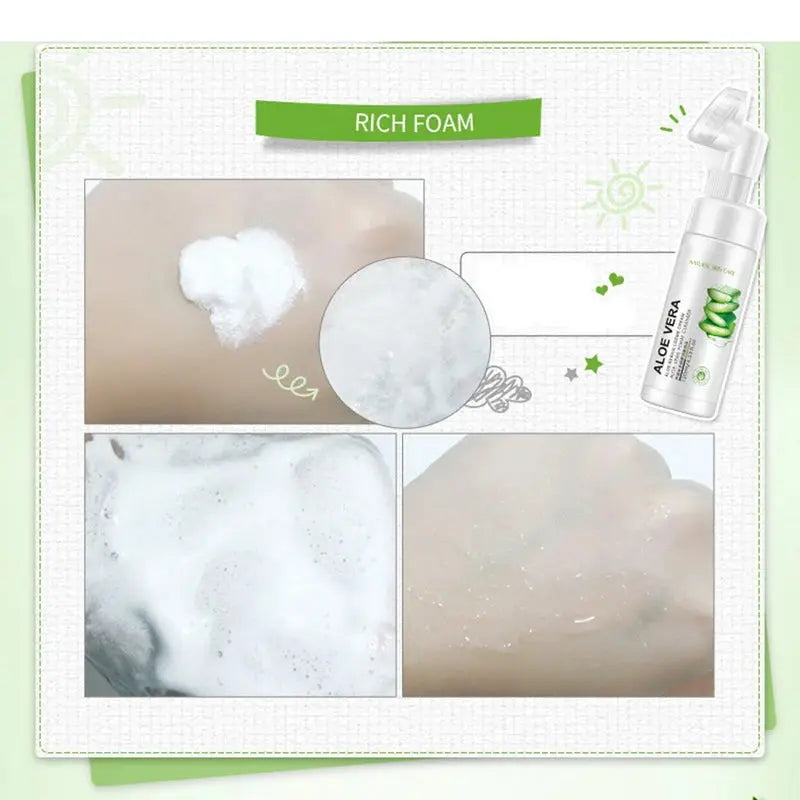 Aloe Vera Facial Cleanser Face Massage Cleaning Foam Cleansing Brush Moisturizing Acne Treatment Oil Control Blackhead Removal Nova Trendz