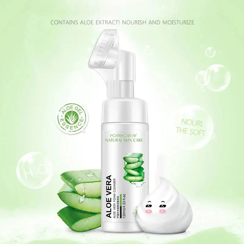 Aloe Vera Facial Cleanser Face Massage Cleaning Foam Cleansing Brush Moisturizing Acne Treatment Oil Control Blackhead Removal Nova Trendz