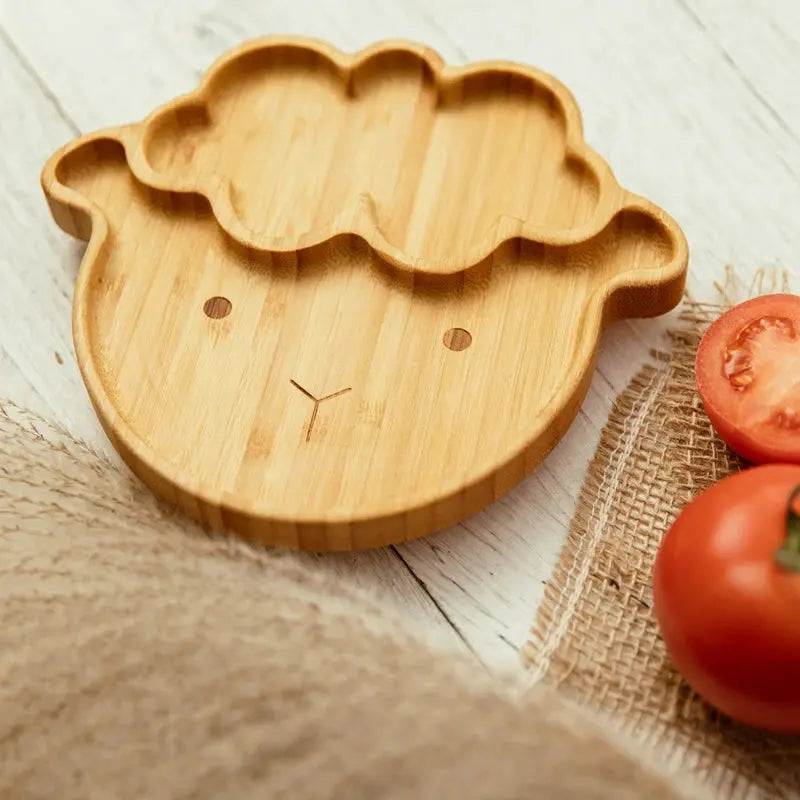 3Pcs Baby Bamboo Plate Silicone Suction Kids Wooden Feeding Tableware Non-slip Dinnerware Baby Tableware for Baby Birthday Gift Nova Trendz