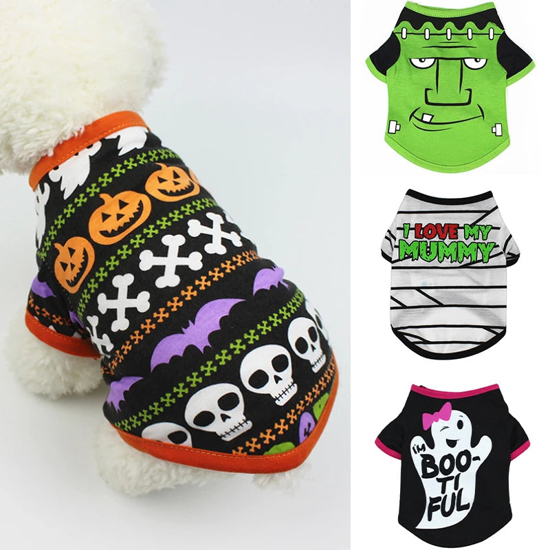 New Halloween Pet Clothes For Small Dogs Funny Dog Vest Cat Clothing Pet Hoodies Party Grimace Pumpkin Costume Puppy Up Outfit