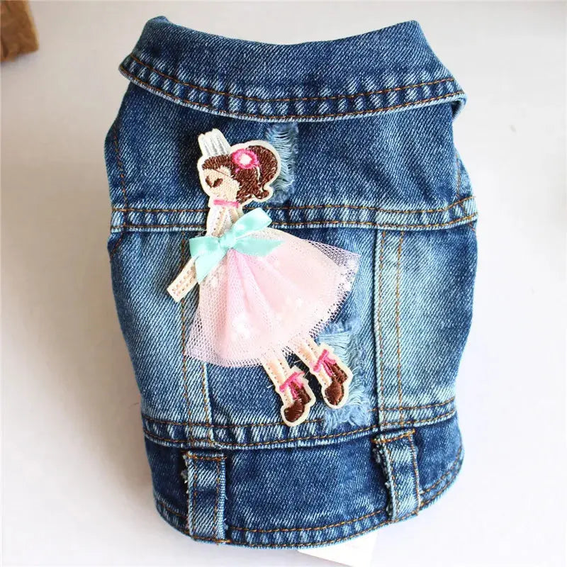 Denim Dog Clothes for Pitbulls Dachshund Fashion Dog Jeans Jacket  Blue Cowboy T-shirt for Shih Tzu Cool Apparel for Small Dogs - Nova Trendz