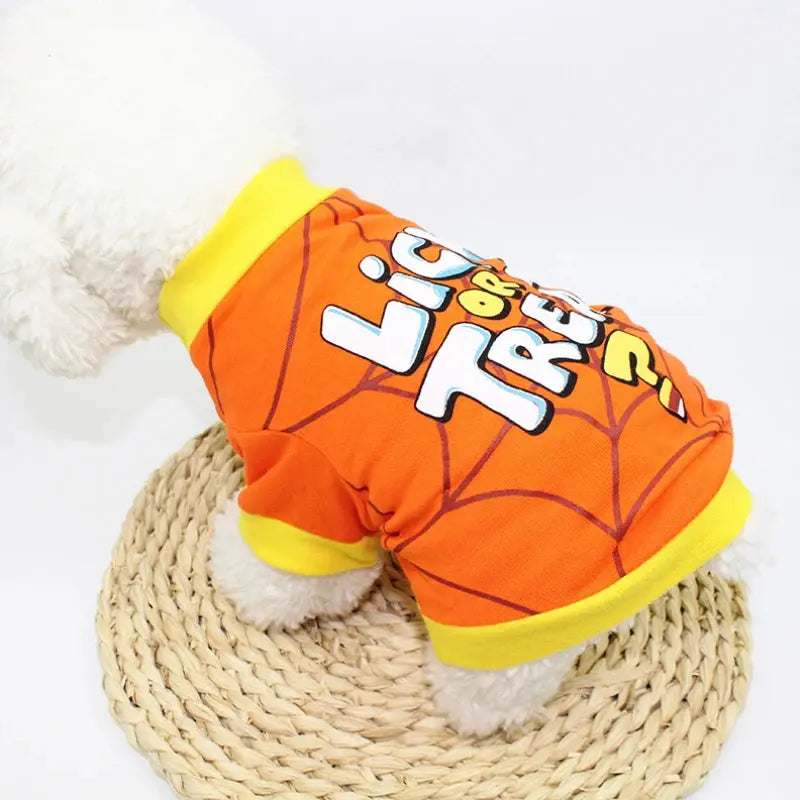 New Halloween Pet Clothes For Small Dogs Funny Dog Vest Cat Clothing Pet Hoodies Party Grimace Pumpkin Costume Puppy Up Outfit Nova Trendz