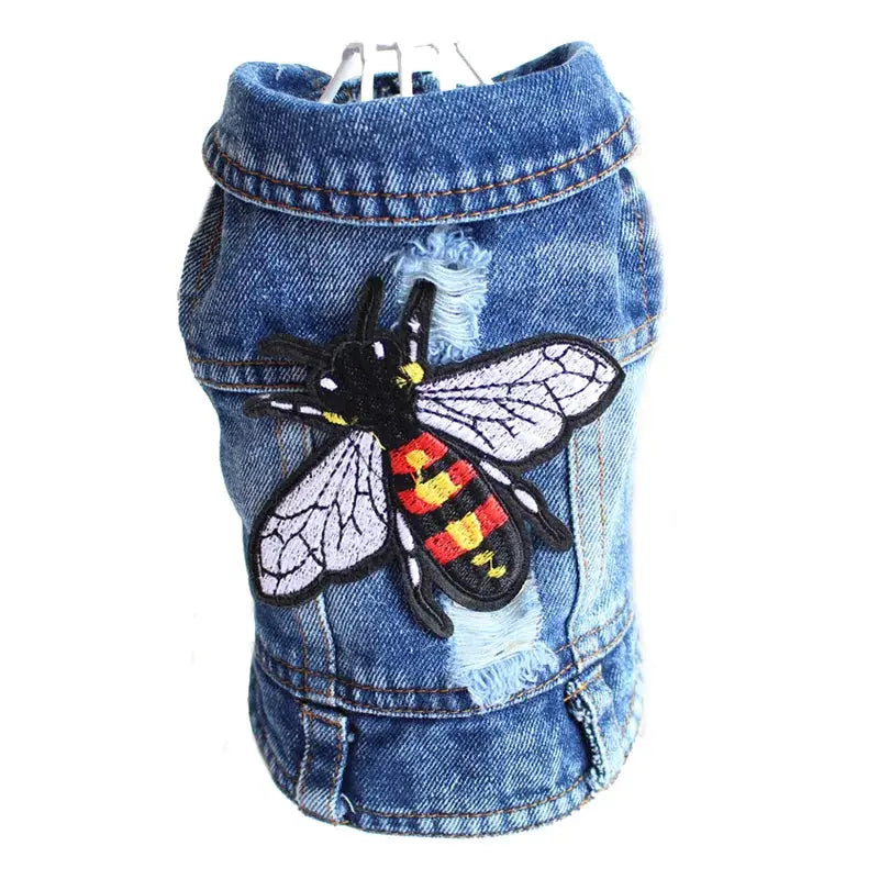 Denim Dog Clothes for Pitbulls Dachshund Fashion Dog Jeans Jacket  Blue Cowboy T-shirt for Shih Tzu Cool Apparel for Small Dogs - Nova Trendz