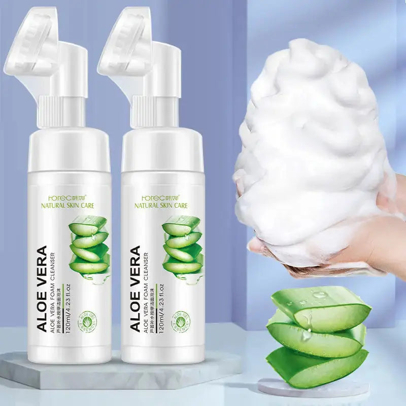 Aloe Vera Facial Cleanser Face Massage Cleaning Foam Cleansing Brush Moisturizing Acne Treatment Oil Control Blackhead Removal Nova Trendz