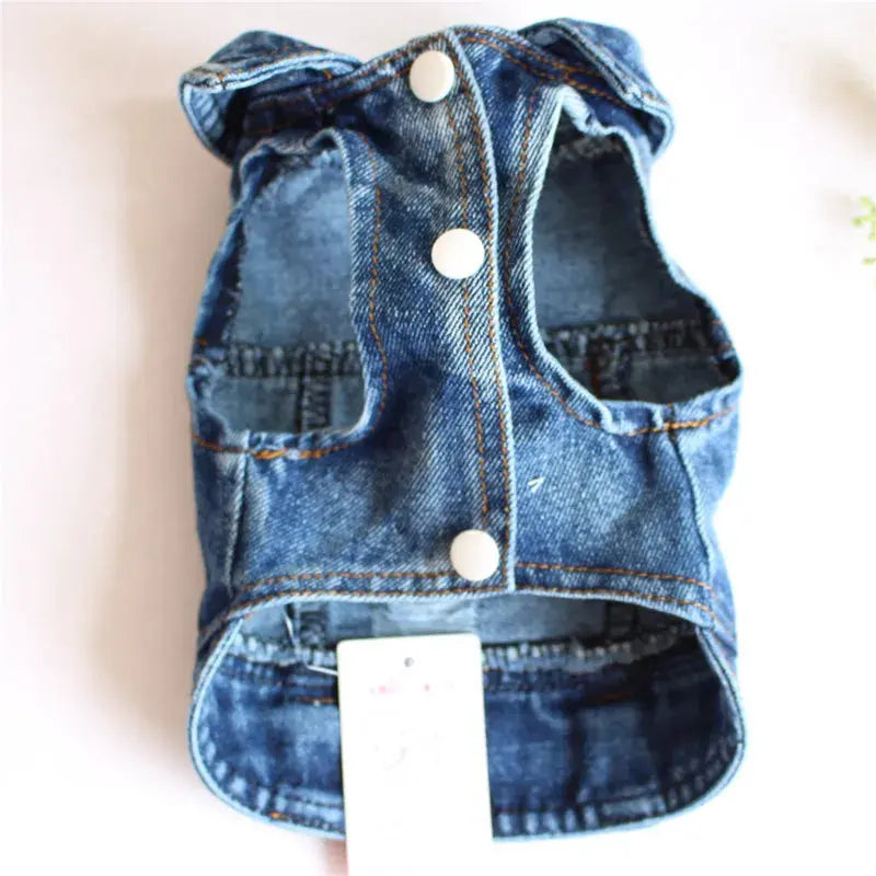 Denim Dog Clothes for Pitbulls Dachshund Fashion Dog Jeans Jacket  Blue Cowboy T-shirt for Shih Tzu Cool Apparel for Small Dogs - Nova Trendz