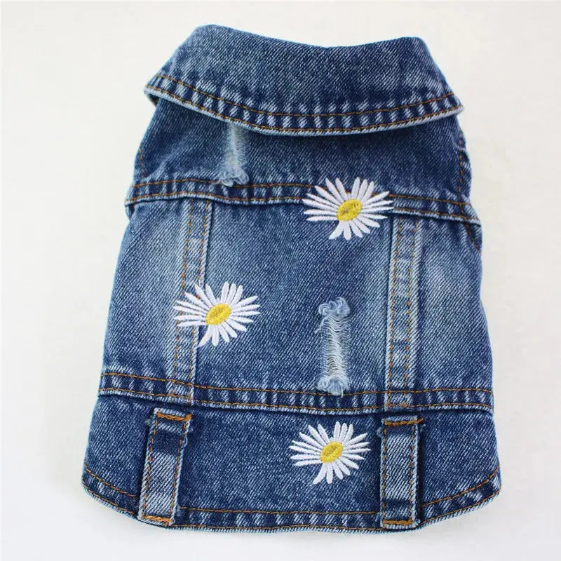 Denim Dog Clothes for Pitbulls Dachshund Fashion Dog Jeans Jacket  Blue Cowboy T-shirt for Shih Tzu Cool Apparel for Small Dogs - Nova Trendz