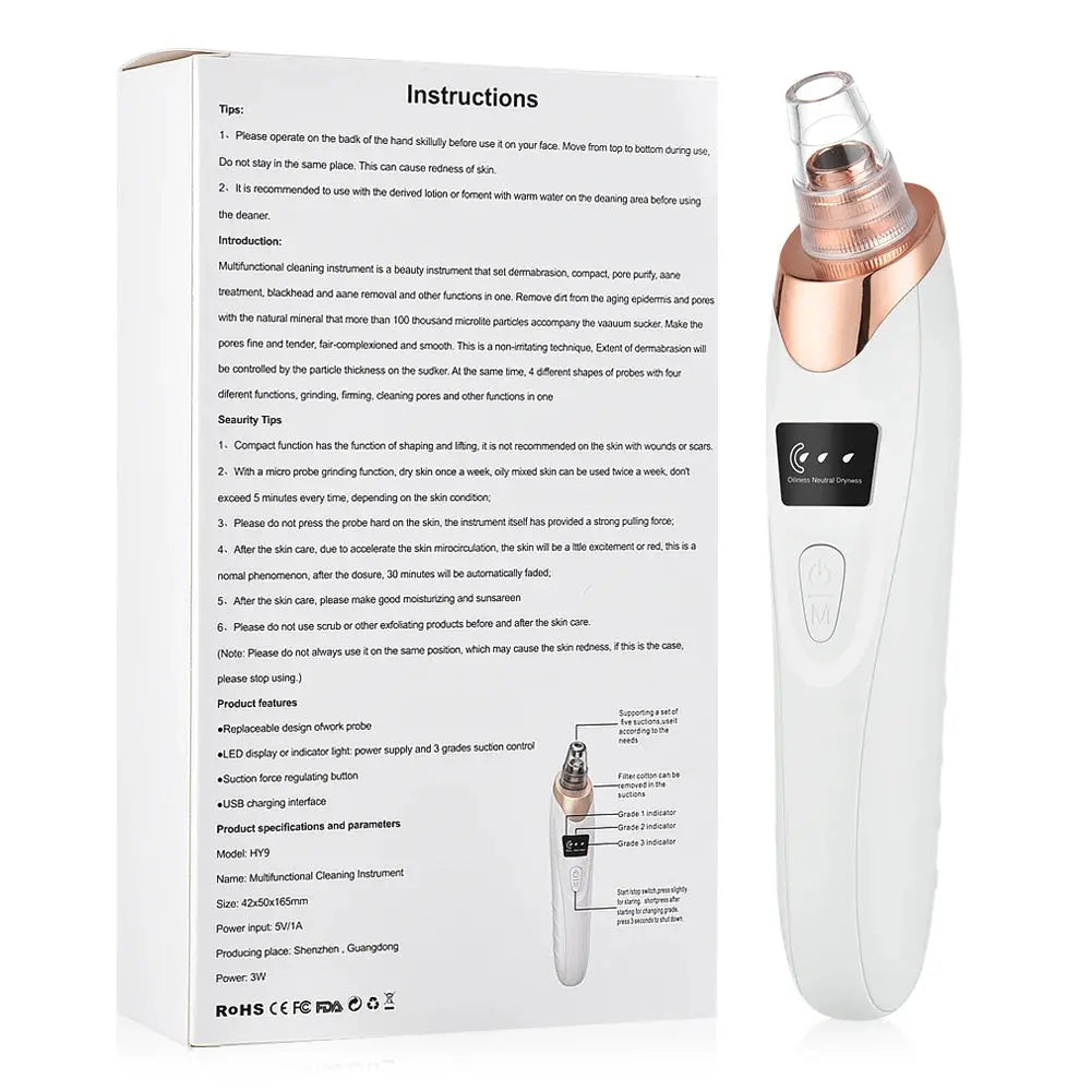 Blackhead Remover Nose T Zone Pore Vacuum Acne Pimple Removal Vacuum Suction Tool Facial Diamond Dermabrasion Machine Face Clean Nova Trendz