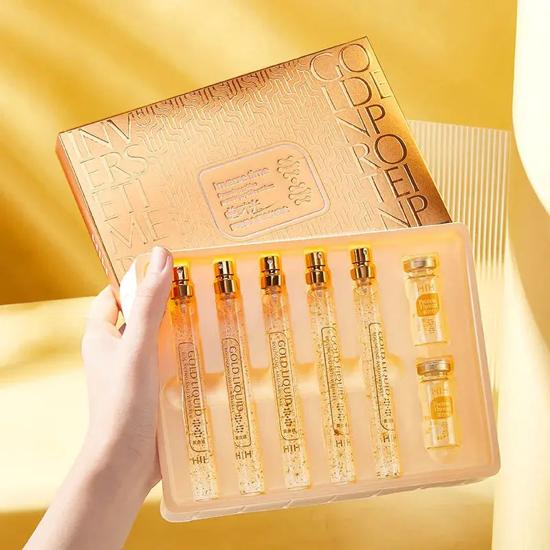 24K Gold Face Serum Active Collagen Silk Thread Facial Skin Care Essence Anti-Aging Smoothing Firming Moisturizing Hyaluronic Nova Trendz