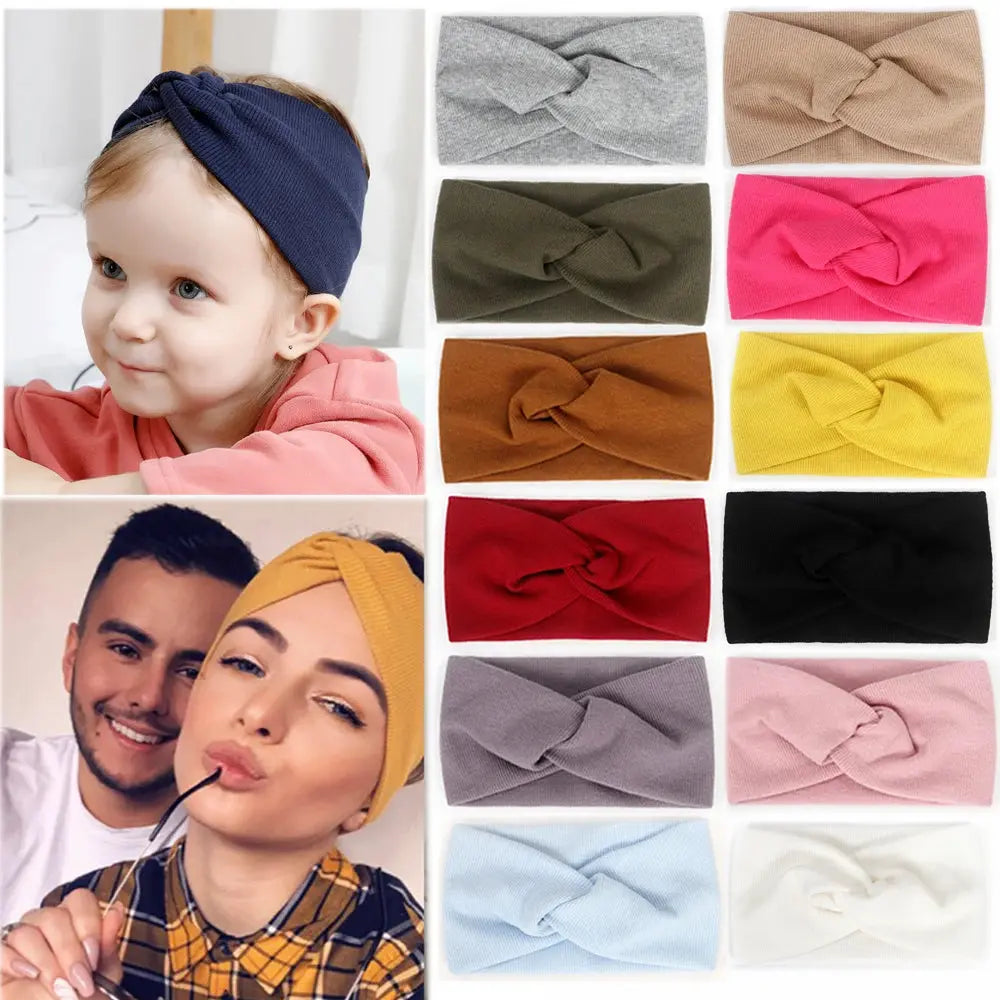Baby Headband Mommy Twist Hairband For Women Girls Turban Mother Daughter Hair Accessories Cotton Newborn Head Wrap 2pcs/Set Nova Trendz