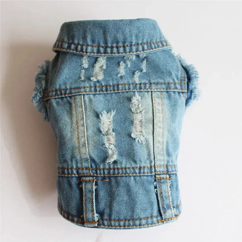 Denim Dog Clothes for Pitbulls Dachshund Fashion Dog Jeans Jacket  Blue Cowboy T-shirt for Shih Tzu Cool Apparel for Small Dogs - Nova Trendz