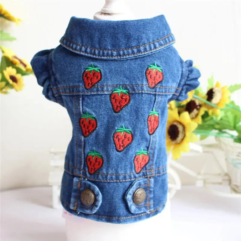 Denim Dog Clothes for Pitbulls Dachshund Fashion Dog Jeans Jacket  Blue Cowboy T-shirt for Shih Tzu Cool Apparel for Small Dogs - Nova Trendz