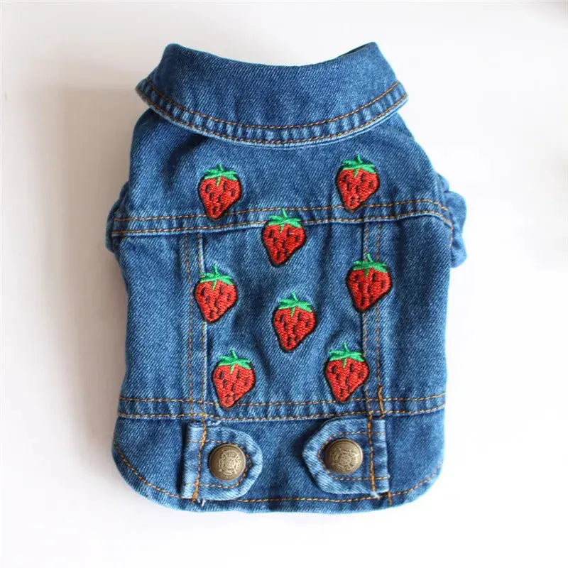 Denim Dog Clothes for Pitbulls Dachshund Fashion Dog Jeans Jacket  Blue Cowboy T-shirt for Shih Tzu Cool Apparel for Small Dogs - Nova Trendz