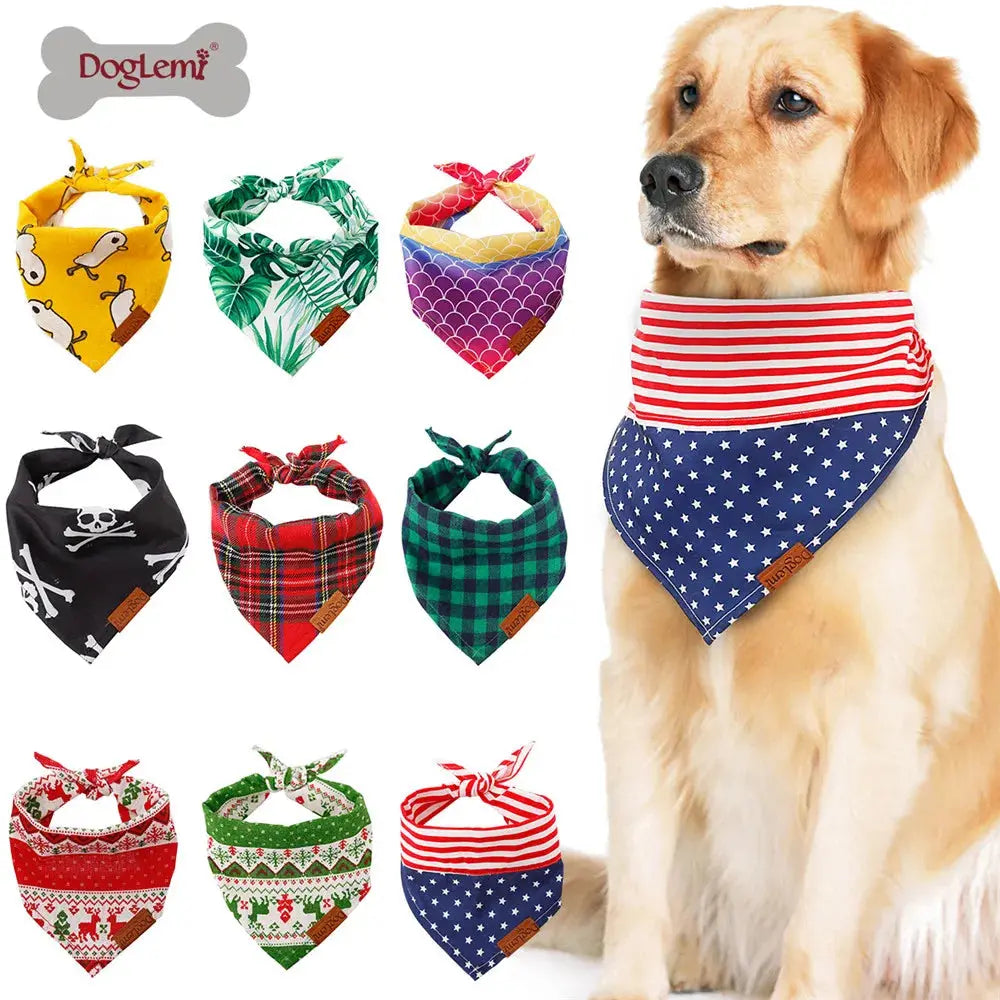 Dog Scarf Pet Dog Bandana Bib Pet Bandana Pet Accessories Triangular Bandage Adjustable Tie On for Cat Puppies Medium Large Dogs - Nova Trendz