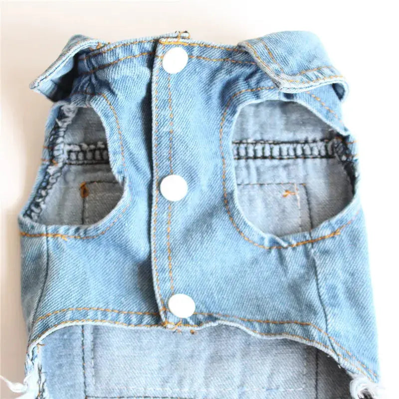 Denim Dog Clothes for Pitbulls Dachshund Fashion Dog Jeans Jacket  Blue Cowboy T-shirt for Shih Tzu Cool Apparel for Small Dogs - Nova Trendz