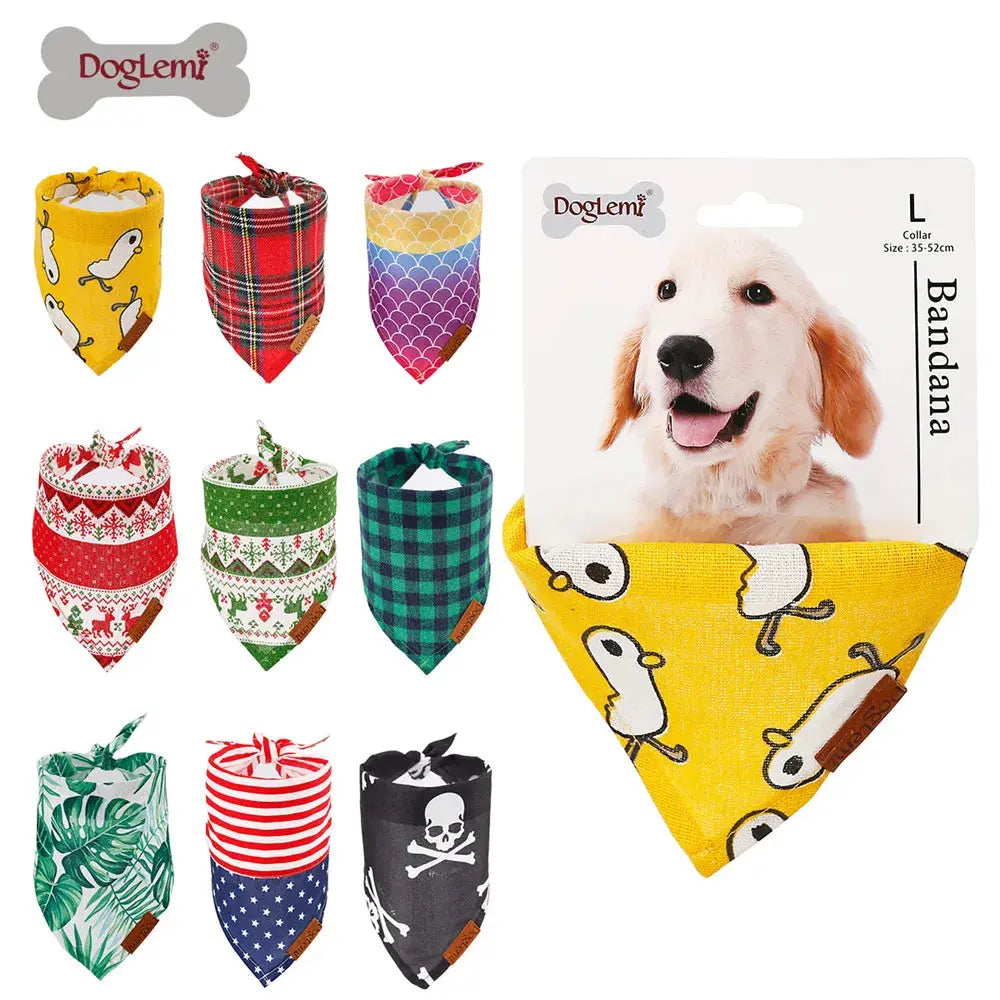 Dog Scarf Pet Dog Bandana Bib Pet Bandana Pet Accessories Triangular Bandage Adjustable Tie On for Cat Puppies Medium Large Dogs - Nova Trendz