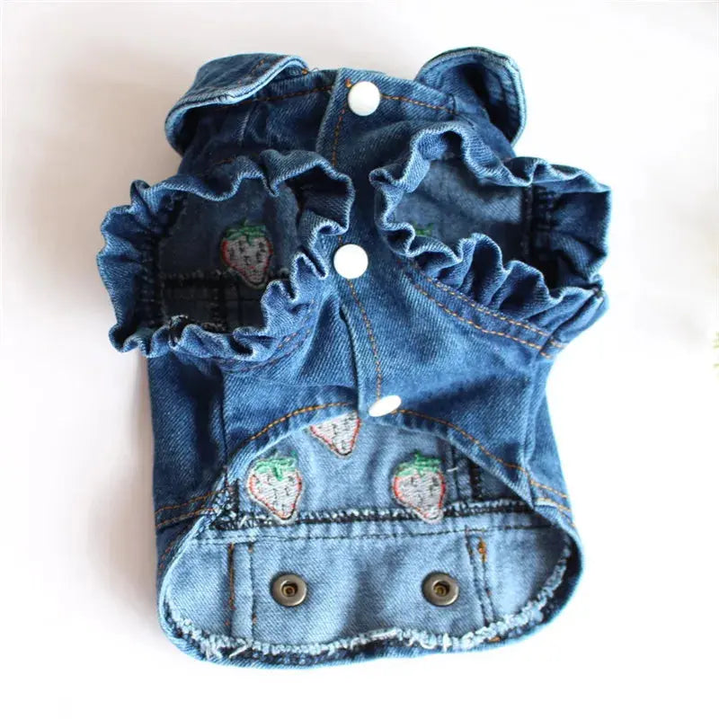 Denim Dog Clothes for Pitbulls Dachshund Fashion Dog Jeans Jacket  Blue Cowboy T-shirt for Shih Tzu Cool Apparel for Small Dogs - Nova Trendz