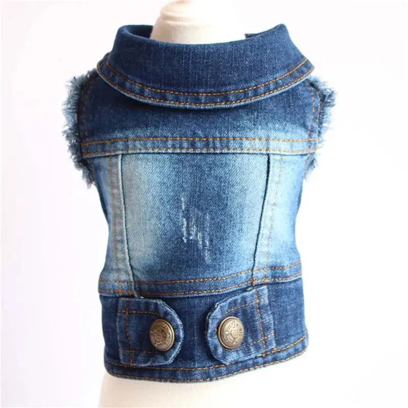 Denim Dog Clothes for Pitbulls Dachshund Fashion Dog Jeans Jacket  Blue Cowboy T-shirt for Shih Tzu Cool Apparel for Small Dogs - Nova Trendz