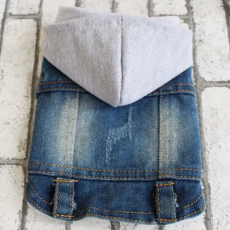 Denim Dog Clothes for Pitbulls Dachshund Fashion Dog Jeans Jacket  Blue Cowboy T-shirt for Shih Tzu Cool Apparel for Small Dogs - Nova Trendz