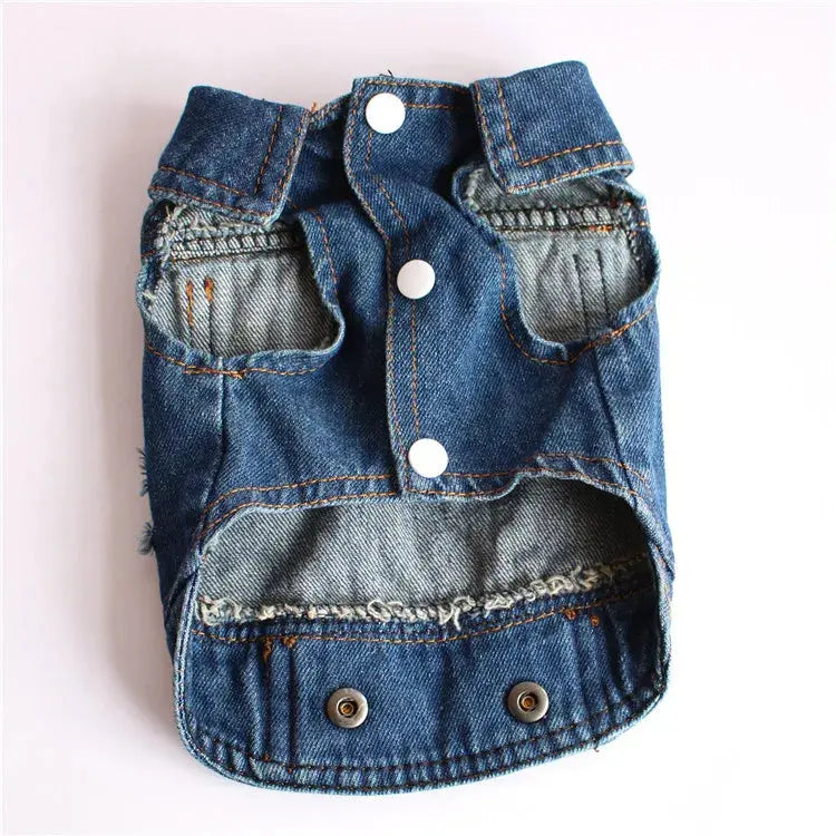 Denim Dog Clothes for Pitbulls Dachshund Fashion Dog Jeans Jacket  Blue Cowboy T-shirt for Shih Tzu Cool Apparel for Small Dogs - Nova Trendz