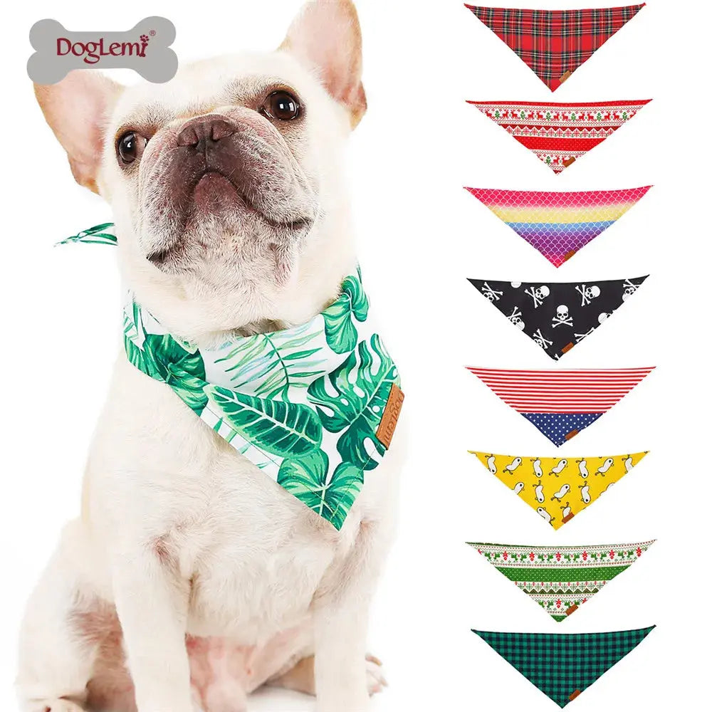 Dog Scarf Pet Dog Bandana Bib Pet Bandana Pet Accessories Triangular Bandage Adjustable Tie On for Cat Puppies Medium Large Dogs - Nova Trendz