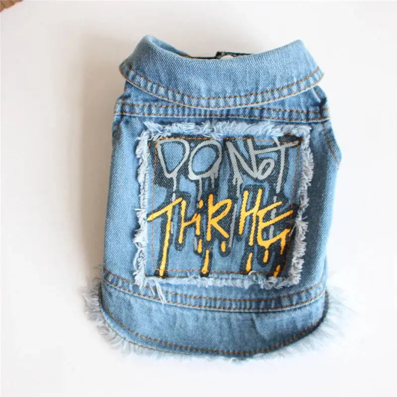Denim Dog Clothes for Pitbulls Dachshund Fashion Dog Jeans Jacket  Blue Cowboy T-shirt for Shih Tzu Cool Apparel for Small Dogs - Nova Trendz