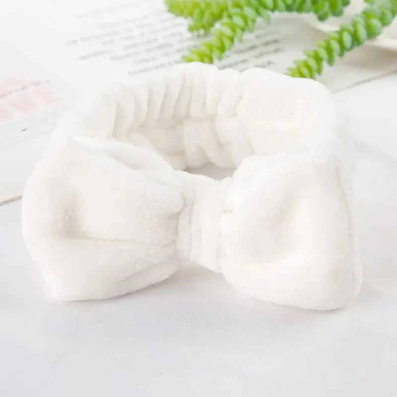 Solid Color Soft Skin Care Comfortable Coral Fleece Big Girl Sports Bath Make Up Facial Bow Knot Velvet Gym Lady Headbands Nova Trendz