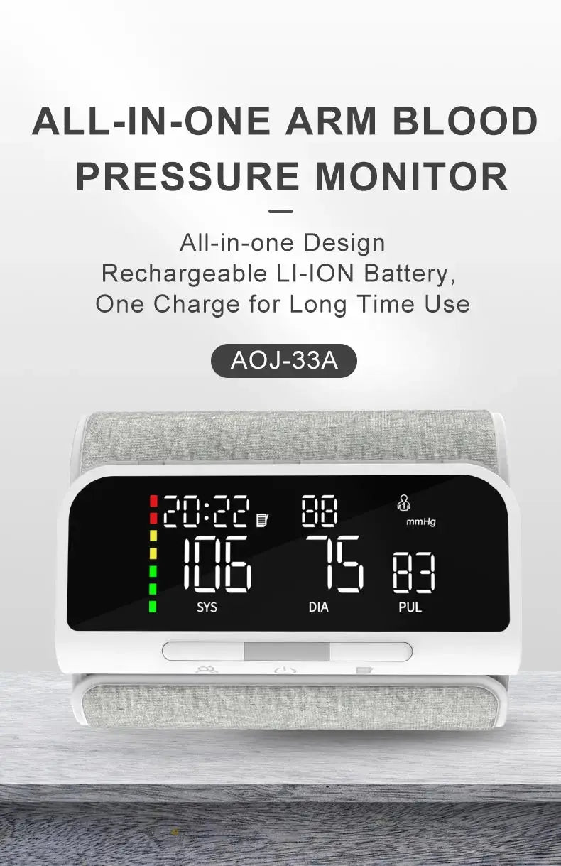 Full Upper Arm Blood Pressure Monitor Rechargeable Digital Three Color LCD large Screen Blood Pressure Monitor With Voice Nova Trendz