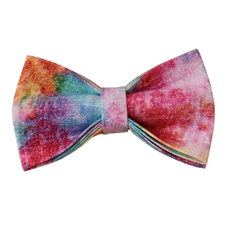 Pet Dog Cat Rainbow printing Collar Leash Set With Bling Bow Pet Puppy Neck Strap For French Bulldog Dogs Powdery bottom 01 - Nova Trendz