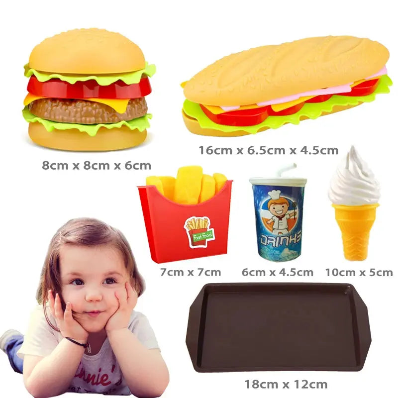 Children Pretend Simulation Food Toys Baby Play House Hamburger Hot dog French Fries Kitchen Set Toys Fast Food Educational Toys Nova Trendz