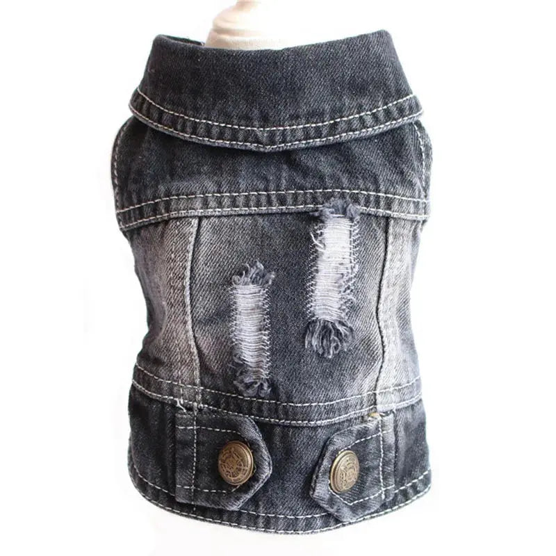 Denim Dog Clothes for Pitbulls Dachshund Fashion Dog Jeans Jacket  Blue Cowboy T-shirt for Shih Tzu Cool Apparel for Small Dogs - Nova Trendz