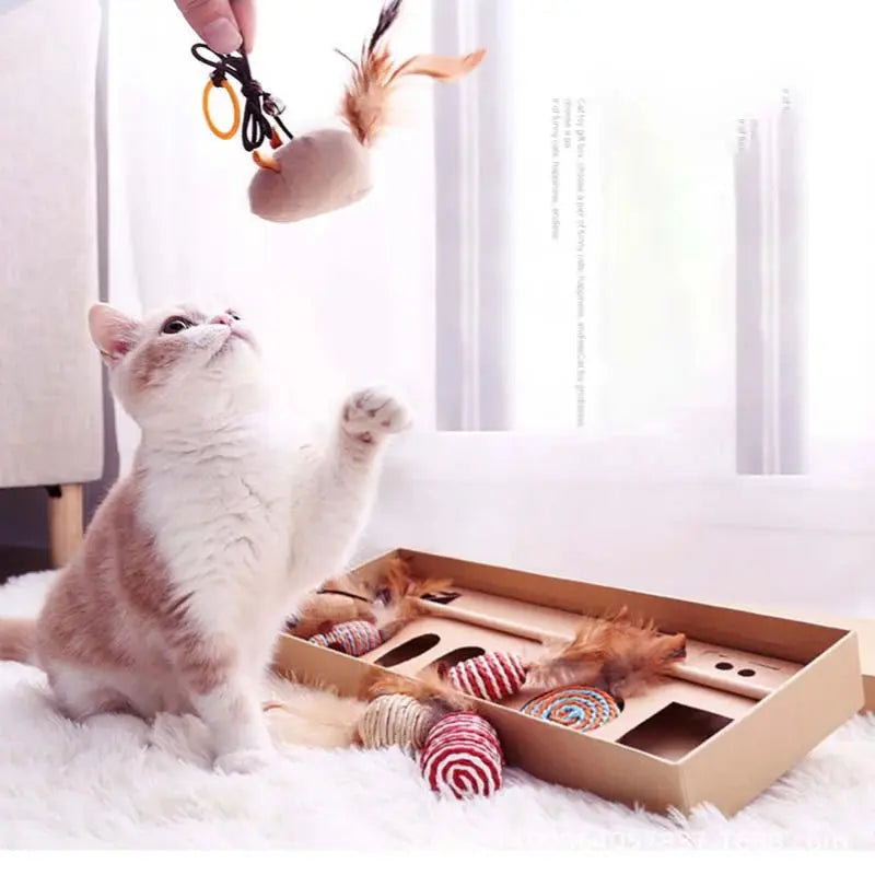 Wood Cat Toy Feather Set Interactive For Pets Fishing Rod Funny Pet Products Mouse Paw Games Cute Toys Linen Cats Stick Dropship Nova Trendz