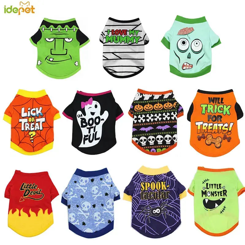 New Halloween Pet Clothes For Small Dogs Funny Dog Vest Cat Clothing Pet Hoodies Party Grimace Pumpkin Costume Puppy Up Outfit Nova Trendz