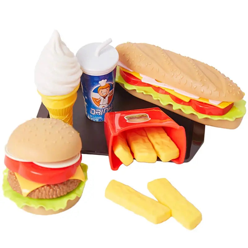 Children Pretend Simulation Food Toys Baby Play House Hamburger Hot dog French Fries Kitchen Set Toys Fast Food Educational Toys Nova Trendz