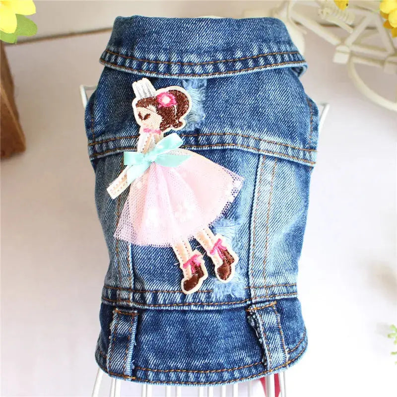 Denim Dog Clothes for Pitbulls Dachshund Fashion Dog Jeans Jacket  Blue Cowboy T-shirt for Shih Tzu Cool Apparel for Small Dogs - Nova Trendz