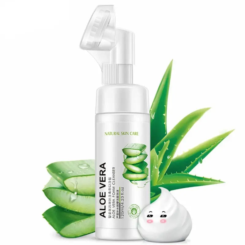 Aloe Vera Facial Cleanser Face Massage Cleaning Foam Cleansing Brush Moisturizing Acne Treatment Oil Control Blackhead Removal Nova Trendz