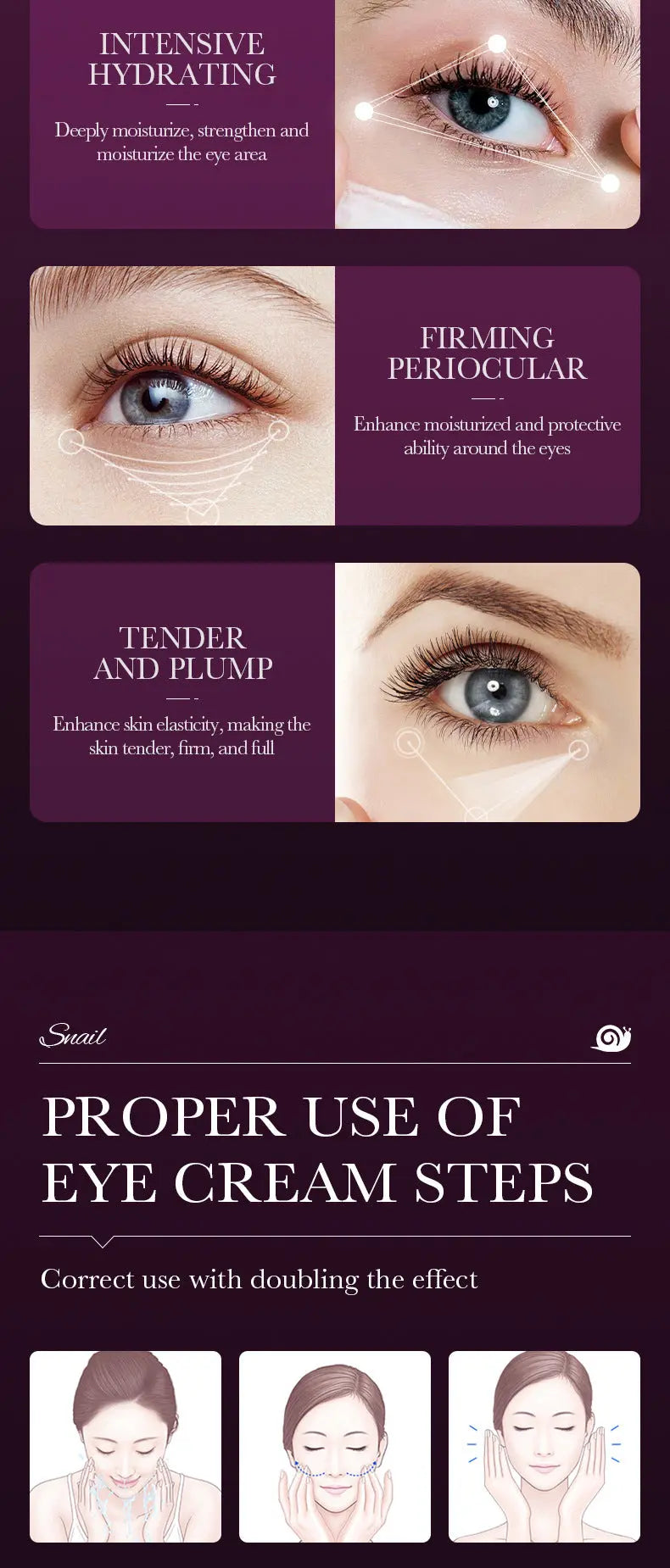 Remove Eyes Bags Eye CreamSnail Collagen Anti Dark Circles Anti-wrinkleMoisturizing Firming Beauty Eyes SkinCare Products Nova Trendz