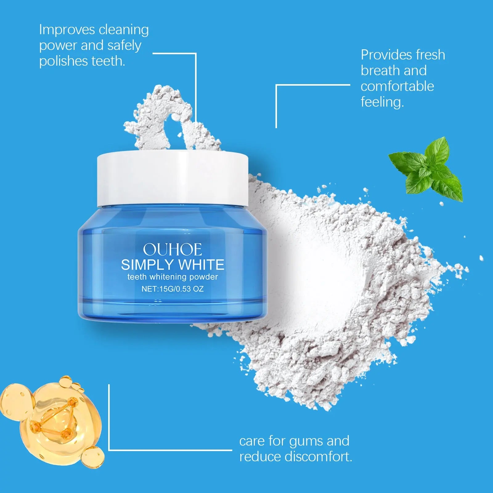 Teeth Whitening Powder Remove Yellow Plaque Stains Enamel Repair Dental Cleaning Toothpaste Fresh Breath Oral Hygiene Tooth Care Nova Trendz