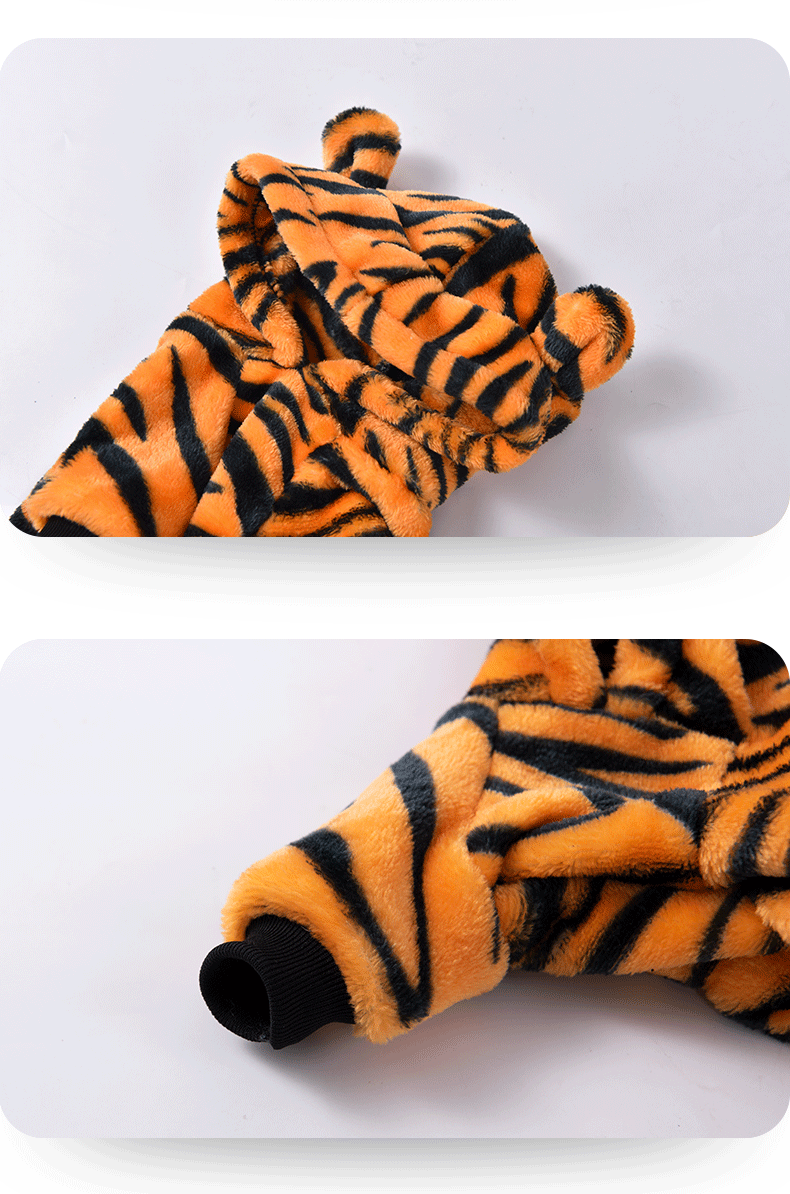 Cat Clothes Tiger Outfit Thermal Cotton-Padded Clothes Kitten Blue Cat British Shorthair Muppet Autumn and Winter Pet Dog Four-Legged Clothes Nova Trendz