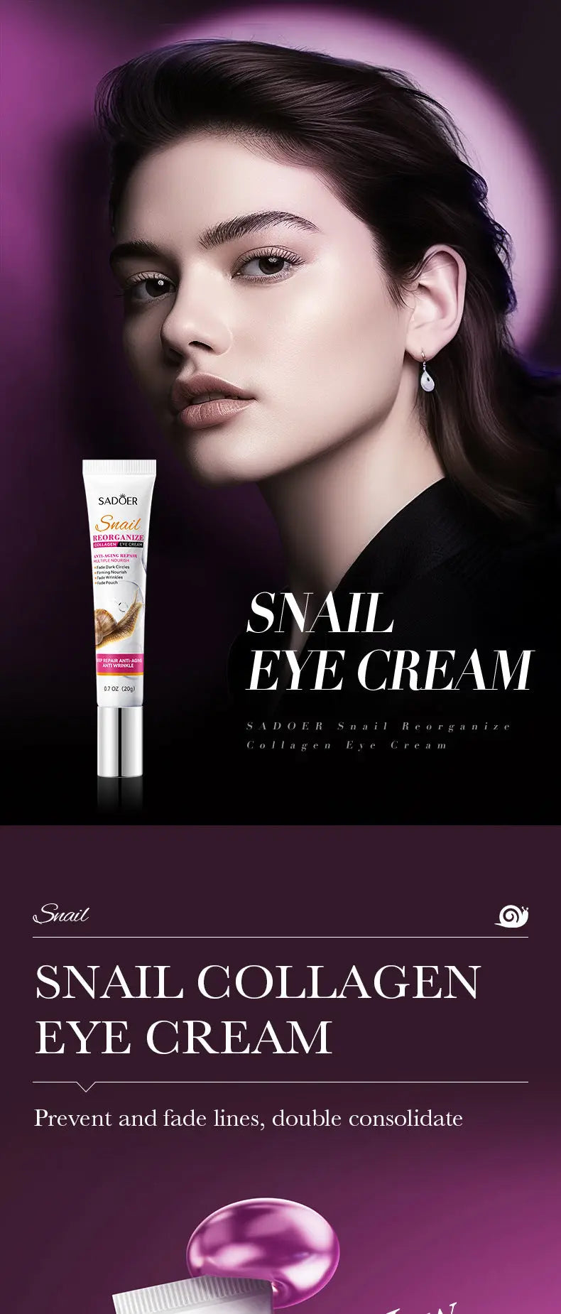 Remove Eyes Bags Eye CreamSnail Collagen Anti Dark Circles Anti-wrinkleMoisturizing Firming Beauty Eyes SkinCare Products Nova Trendz