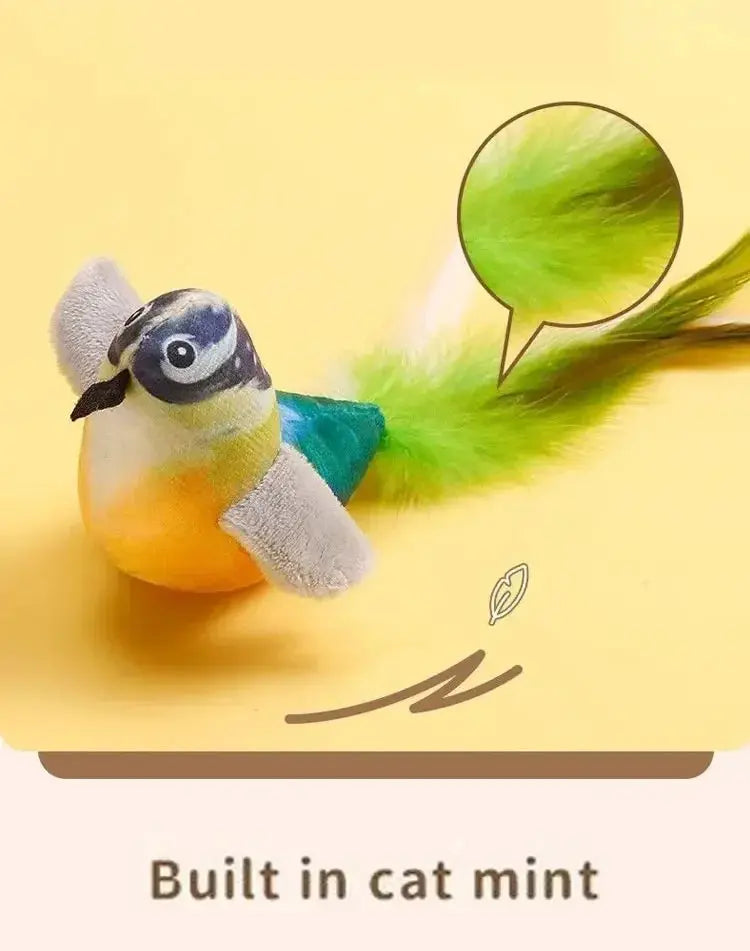 Interactive Cat Toys Rechargeable Electric Flapping Wings Bird Cat Toy Sound Chirping Bird Catnip Touch Activated Plush Toy Nova Trendz