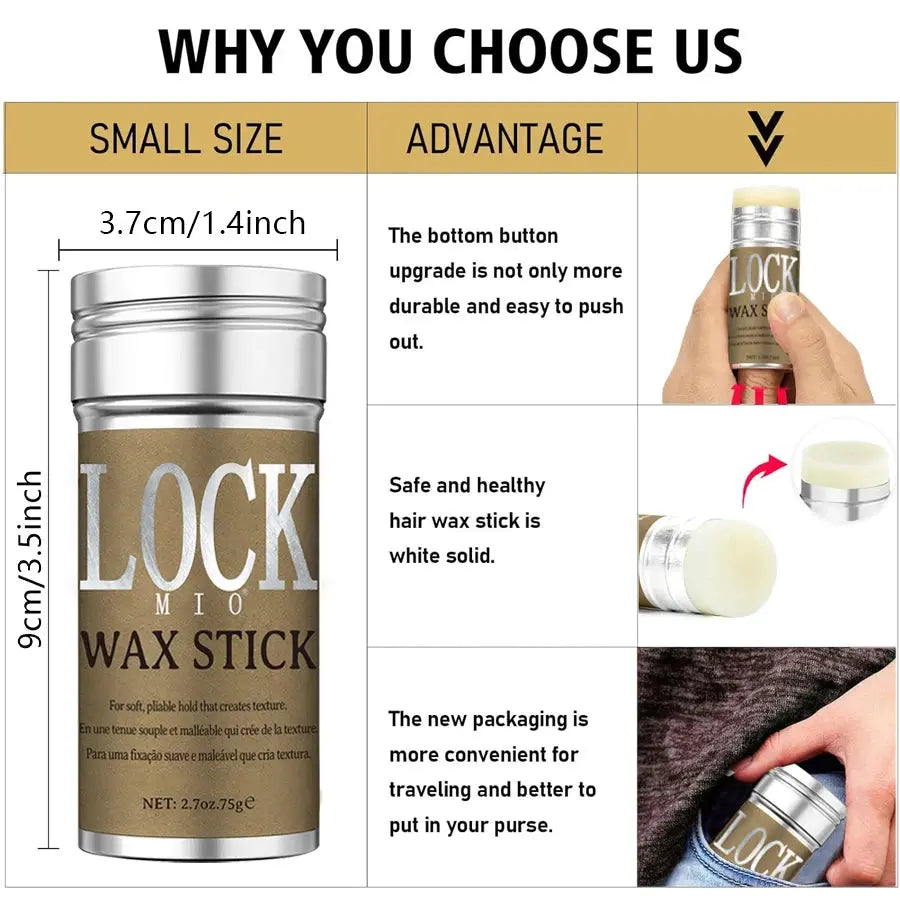 LOCKMIO Hair Wax Stick for Women and Kids Long Lasting Hold Pomade Control Broken Frizz Flyaway Styling Wax for Natural Wigs Nova Trendz