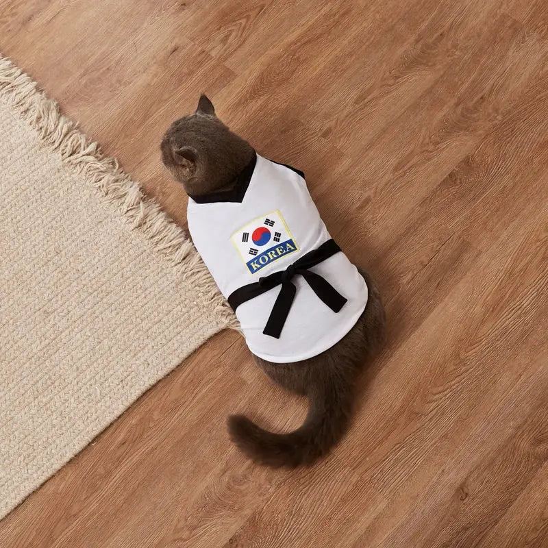 Pet Halloween Karate Costume with Belt Funny Taekwondo Uniform for Dogs and Cats - Nova Trendz