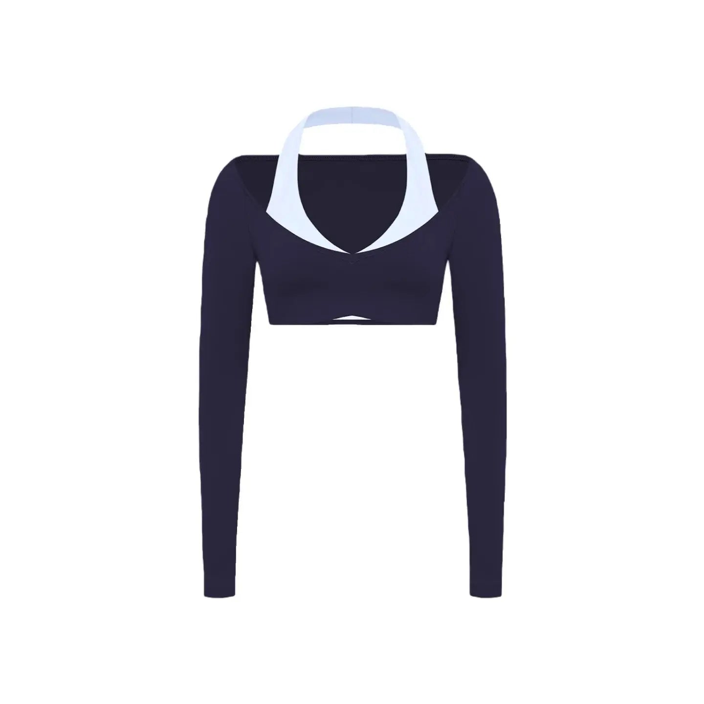 Women's Fake Two-Piece Sports Long Sleeve Halter Neck Pilates Yoga Shirt Slim Fit Fitness Sports Top Leggings Workout Tights - Nova Trendz