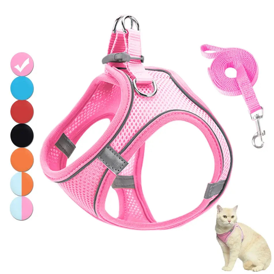 Cat Harness Reflective Pet Harnesses And Leashes Set Adjustable Pet Harness for Cats Small Dogs Pug Chihuahua Cat Accessories - Nova Trendz